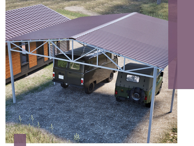 Двускатные навесы под ключ в Карасуке — изготовление и монтаж