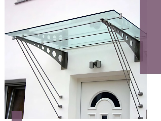 Козырьки над входом под ключ в Карасуке — изготовление и монтаж
